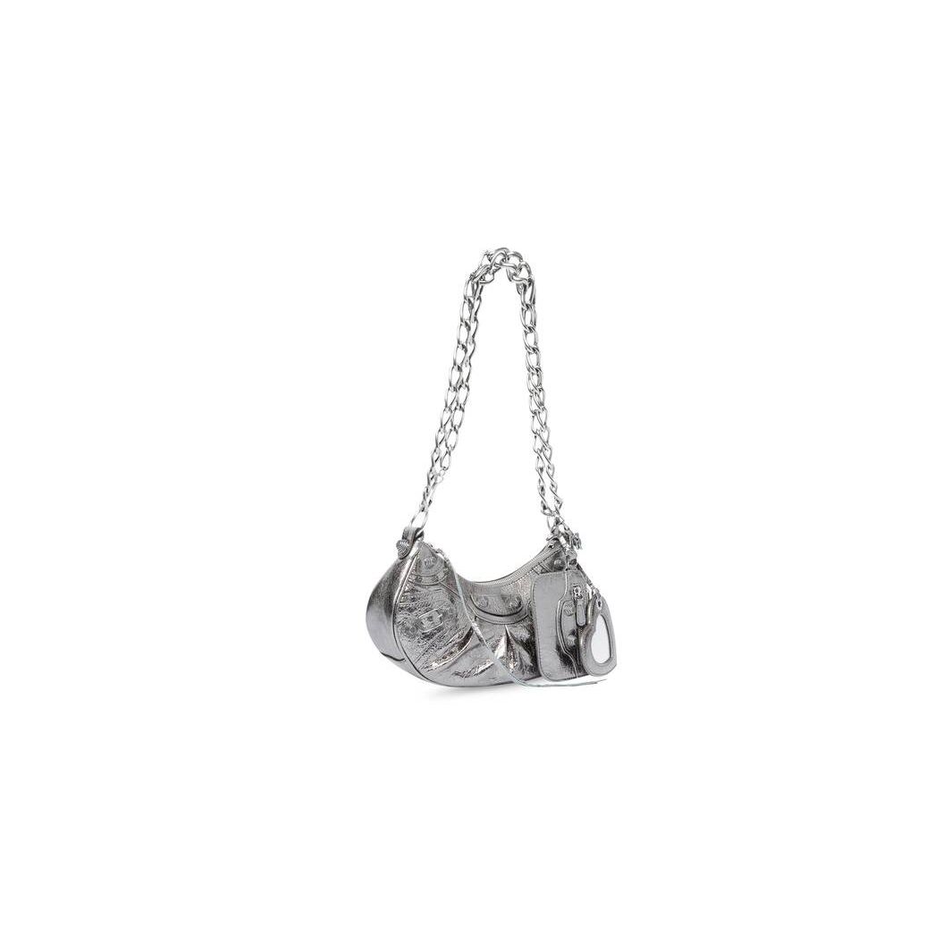 Women's Balenciaga Le Cagole Xs Chain Metallized Shoulder Bags Silver | 3827LKUCW