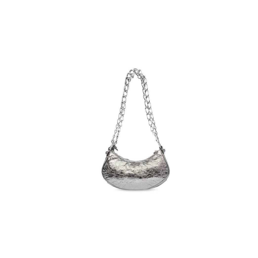 Women's Balenciaga Le Cagole Xs Chain Metallized Shoulder Bags Silver | 3827LKUCW