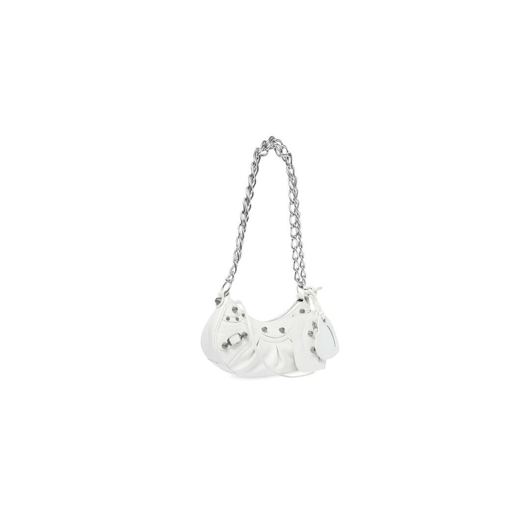 Women's Balenciaga Le Cagole Xs Chain Shoulder Bags White | 3419VRHJN