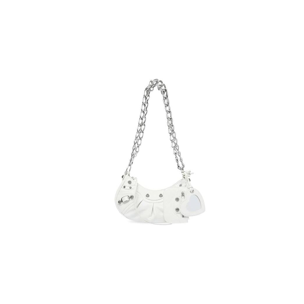 Women\'s Balenciaga Le Cagole Xs Chain Shoulder Bags White | 3419VRHJN