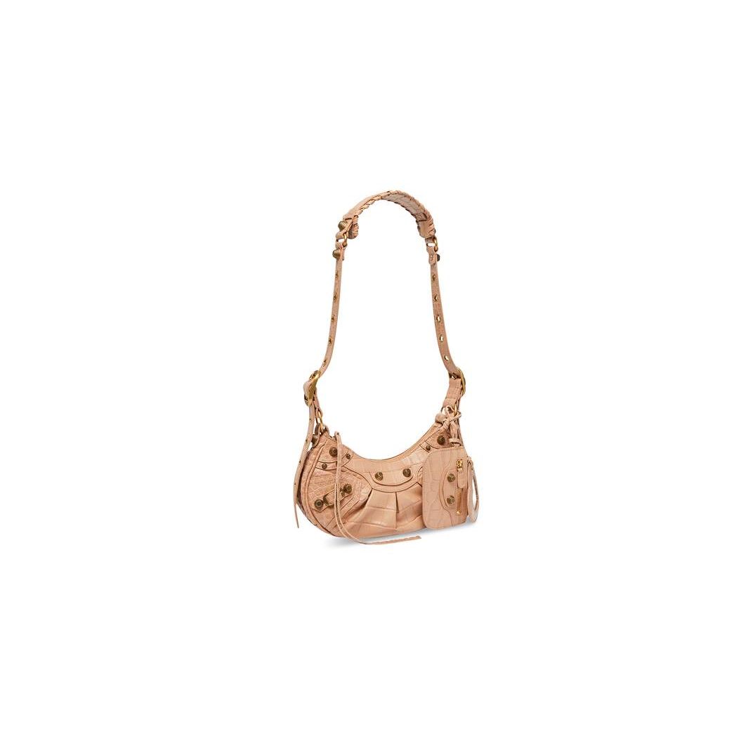 Women's Balenciaga Le Cagole Xs Crocodile Embossed Shoulder Bags Beige | 2746DMSYE