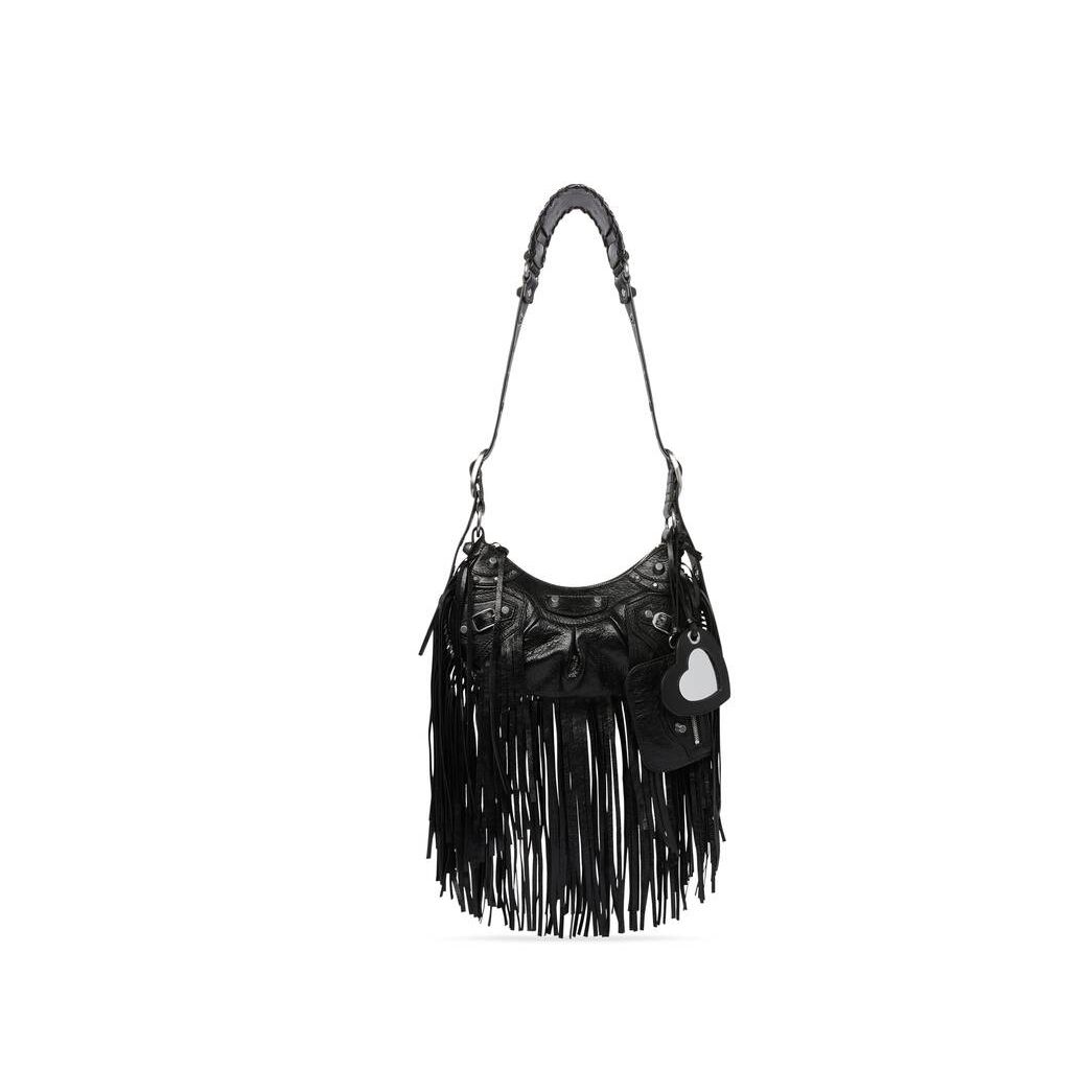 Women's Balenciaga Le Cagole Xs Fringes Shoulder Bags Black | 9203LDSVX