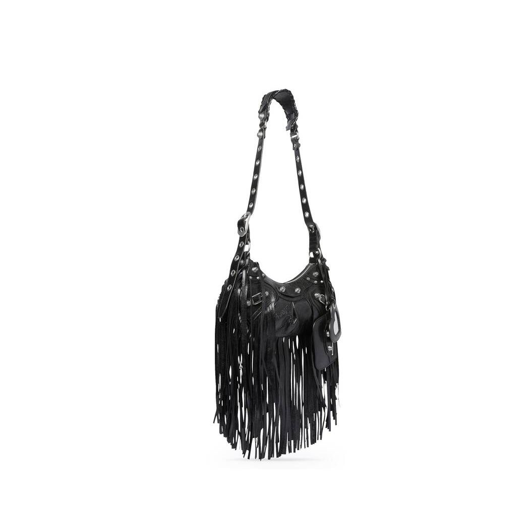 Women's Balenciaga Le Cagole Xs Fringes Shoulder Bags Black | 9203LDSVX