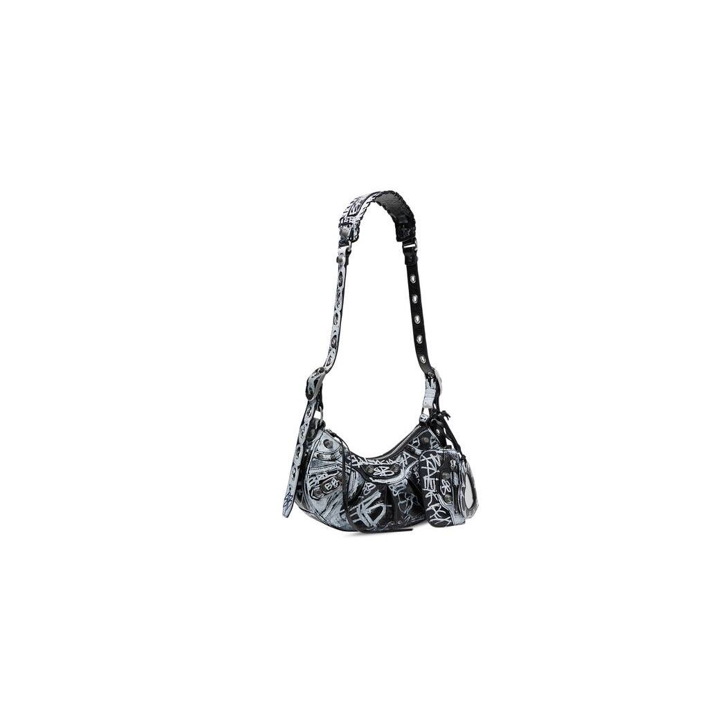 Women's Balenciaga Le Cagole Xs Graffiti Shoulder Bags Black | 7592TUARF