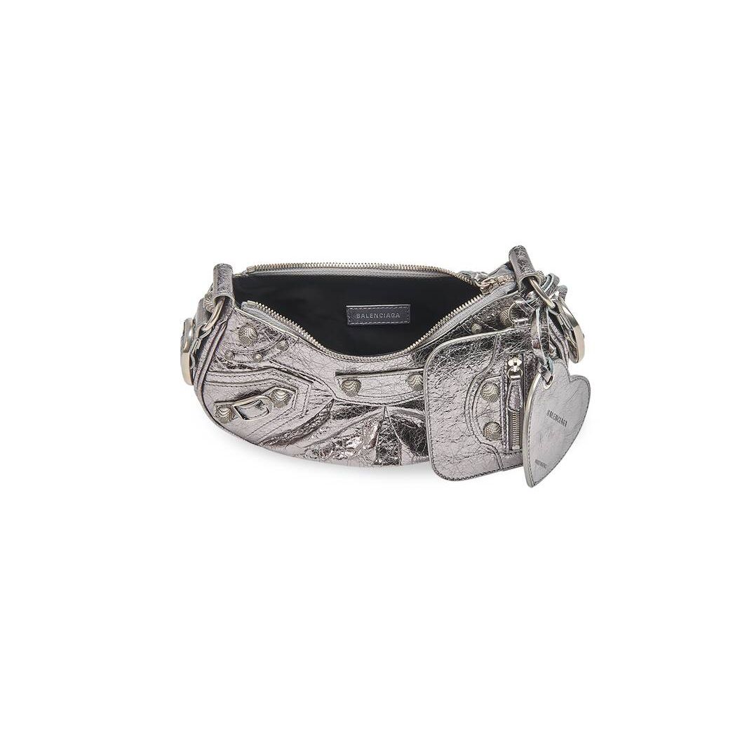 Women's Balenciaga Le Cagole Xs Metallized Shoulder Bags Silver | 6187AHBEV