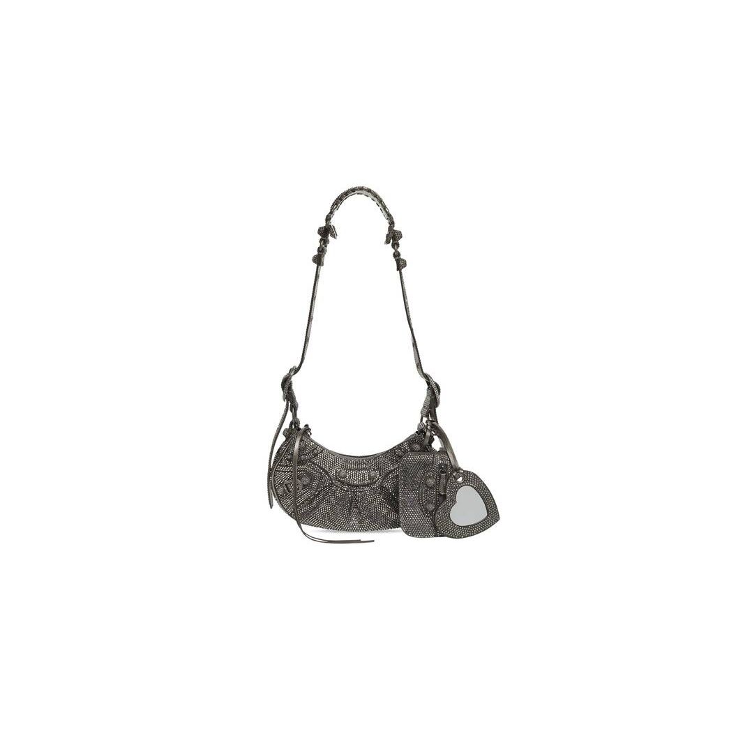 Women's Balenciaga Le Cagole Xs Rhinestones Shoulder Bags Grey | 9124APSLG