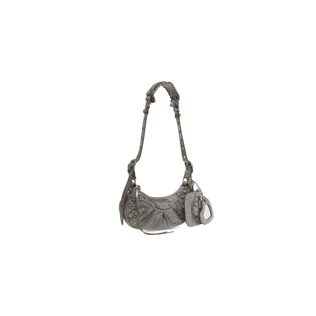 Women's Balenciaga Le Cagole Xs Rhinestones Shoulder Bags Grey | 9124APSLG