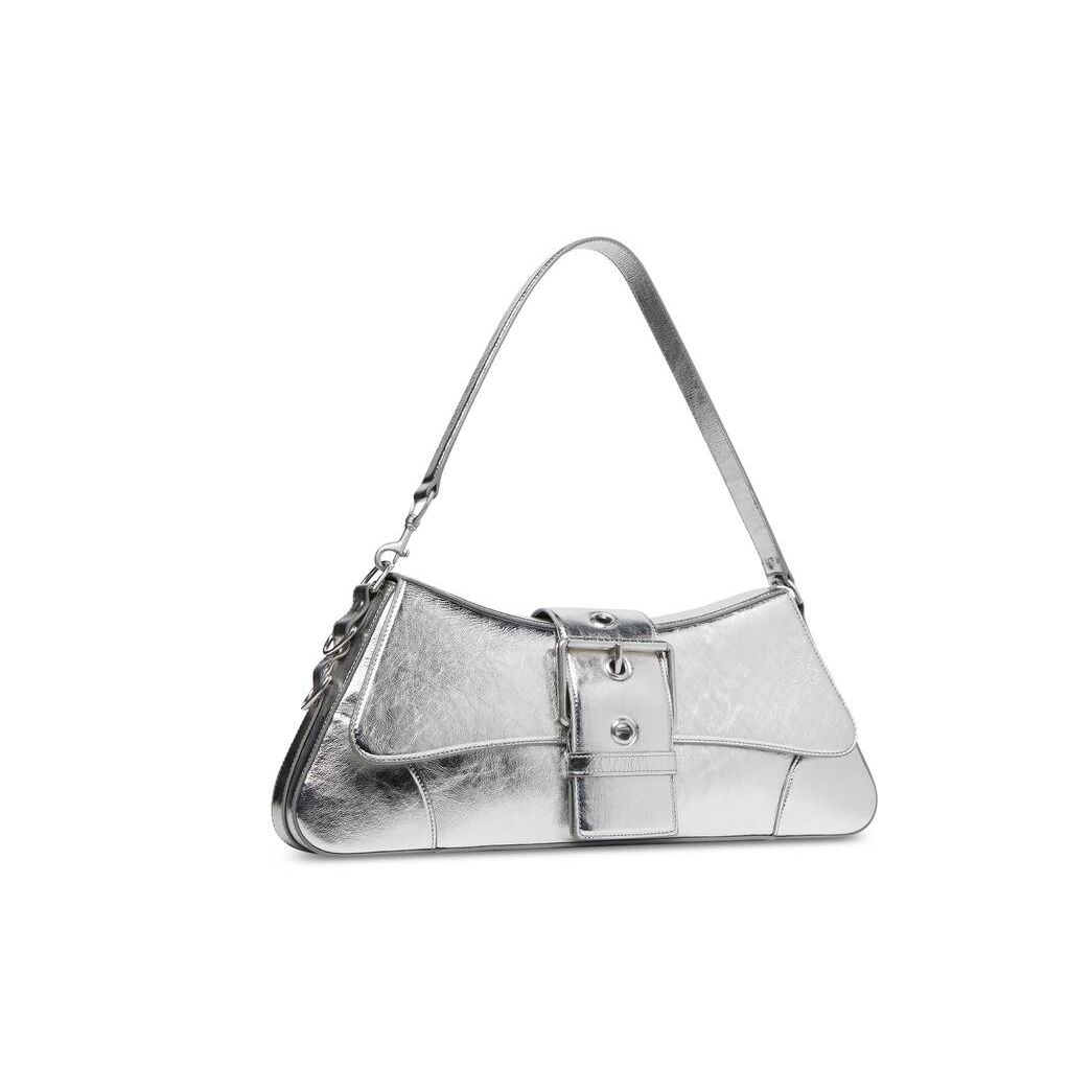 Women's Balenciaga Lindsay Large Pleated Mirror Effect Shoulder Bags Silver | 2936UQYAW