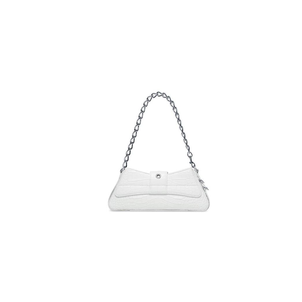 Women's Balenciaga Lindsay Small Strap Crocodile Embossed Off Shoulder Bags White | 2941UWXBN