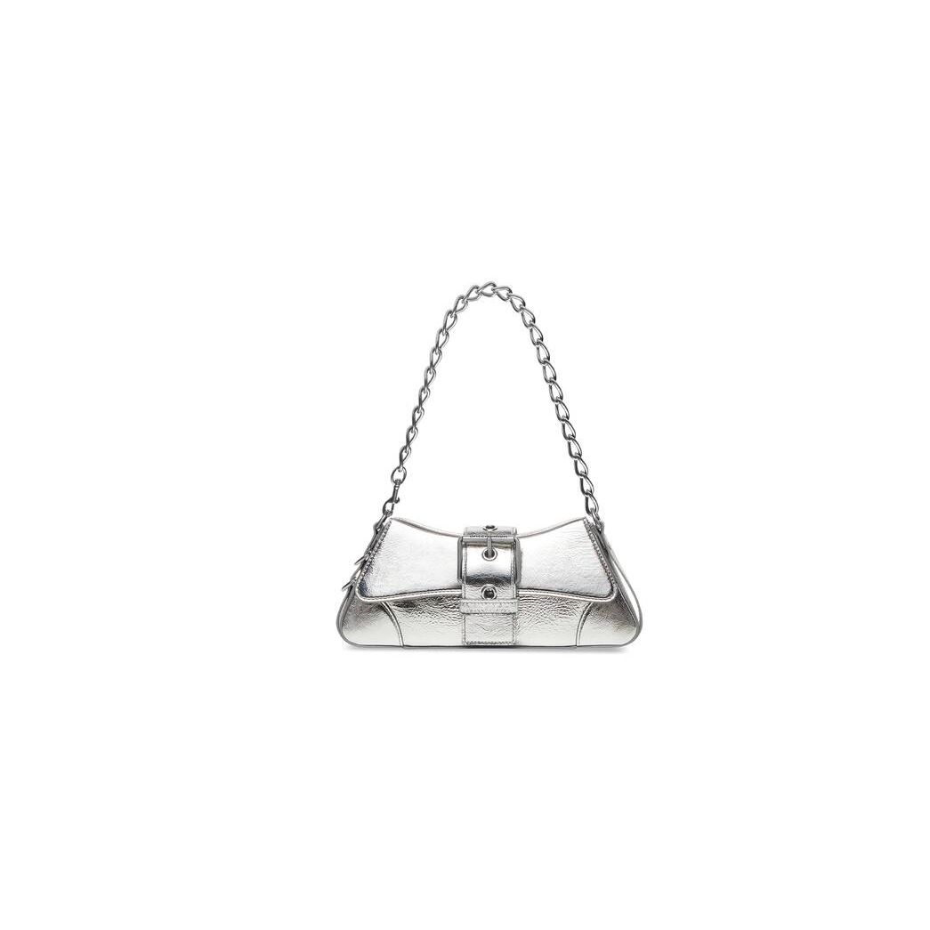 Women's Balenciaga Lindsay Small Strap Pleated Mirror Effect Shoulder Bags Silver | 8923ACTEJ