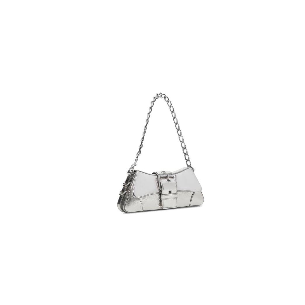 Women's Balenciaga Lindsay Small Strap Pleated Mirror Effect Shoulder Bags Silver | 8923ACTEJ