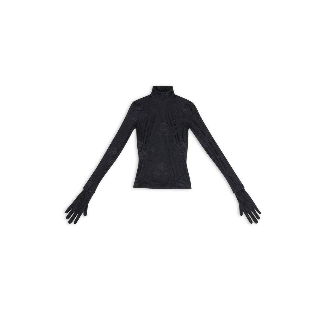 Women's Balenciaga Lingerie Turtleneck Tops Black | 2076VBSWH