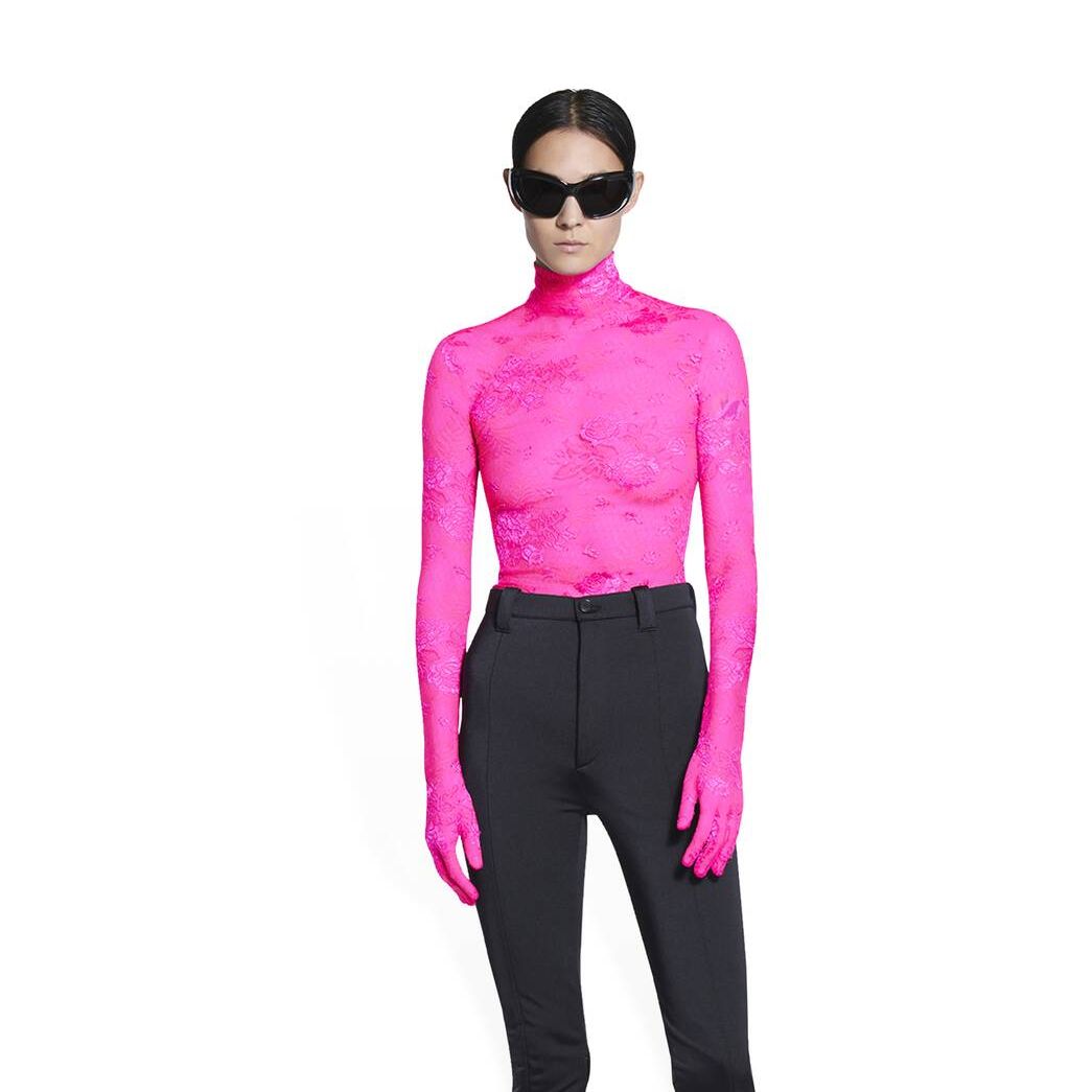 Women's Balenciaga Lingerie Turtleneck Tops Pink | 6230BPHLX