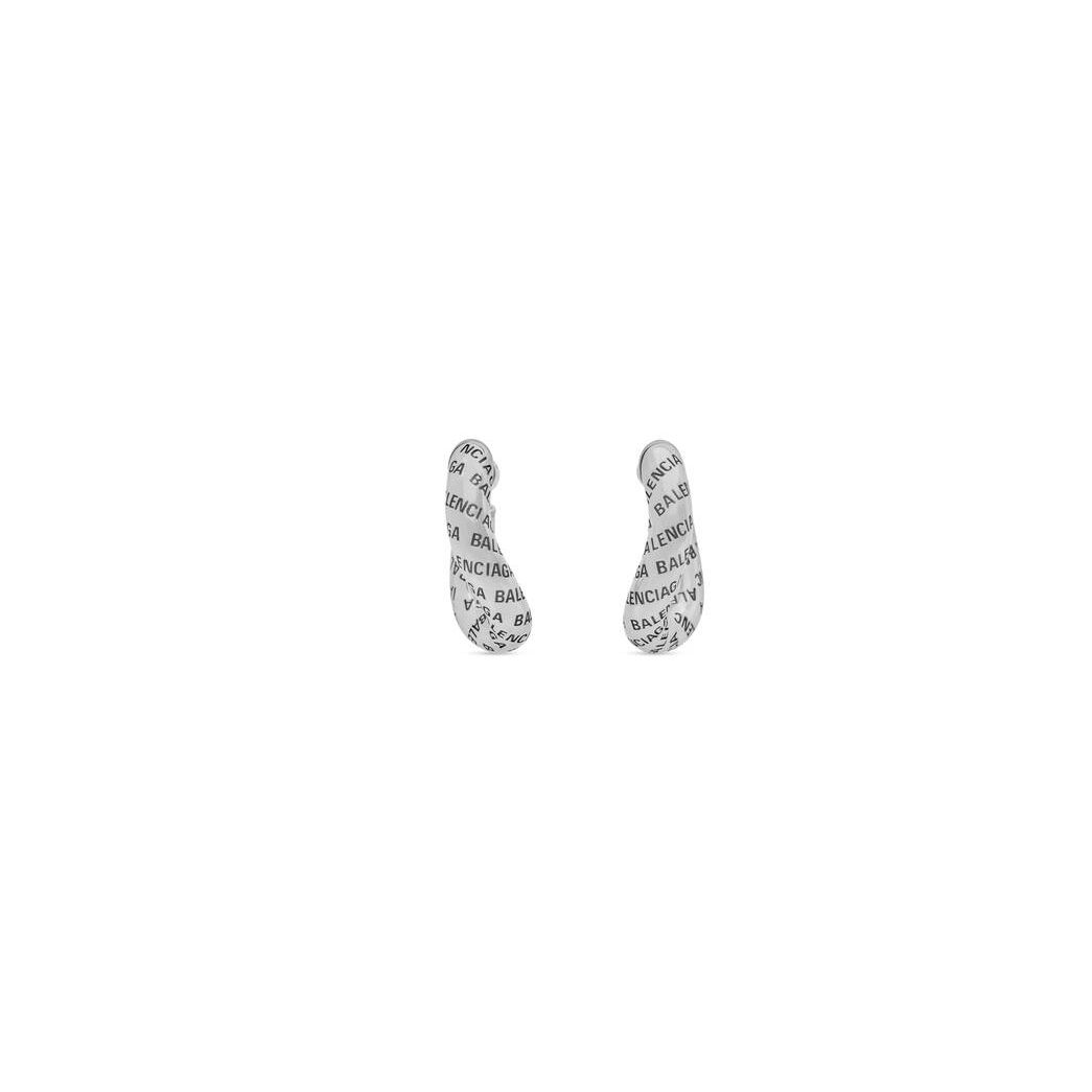 Women\'s Balenciaga Logo Earrings Jewelry Silver | 1952SNDOK