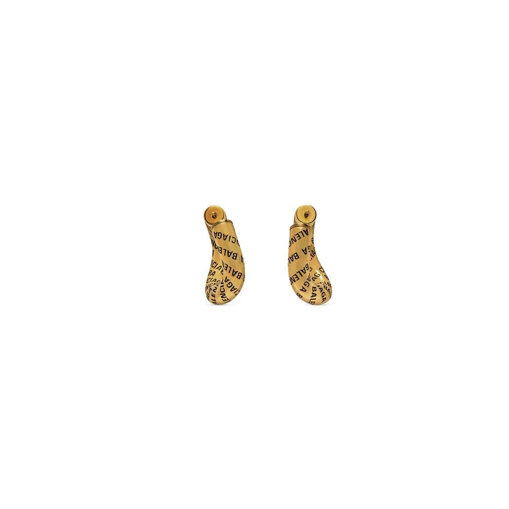 Women's Balenciaga Logo Earrings Jewelry Gold | 9864KPUWY