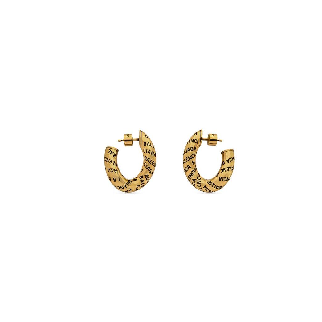 Women's Balenciaga Logo Earrings Jewelry Gold | 9864KPUWY