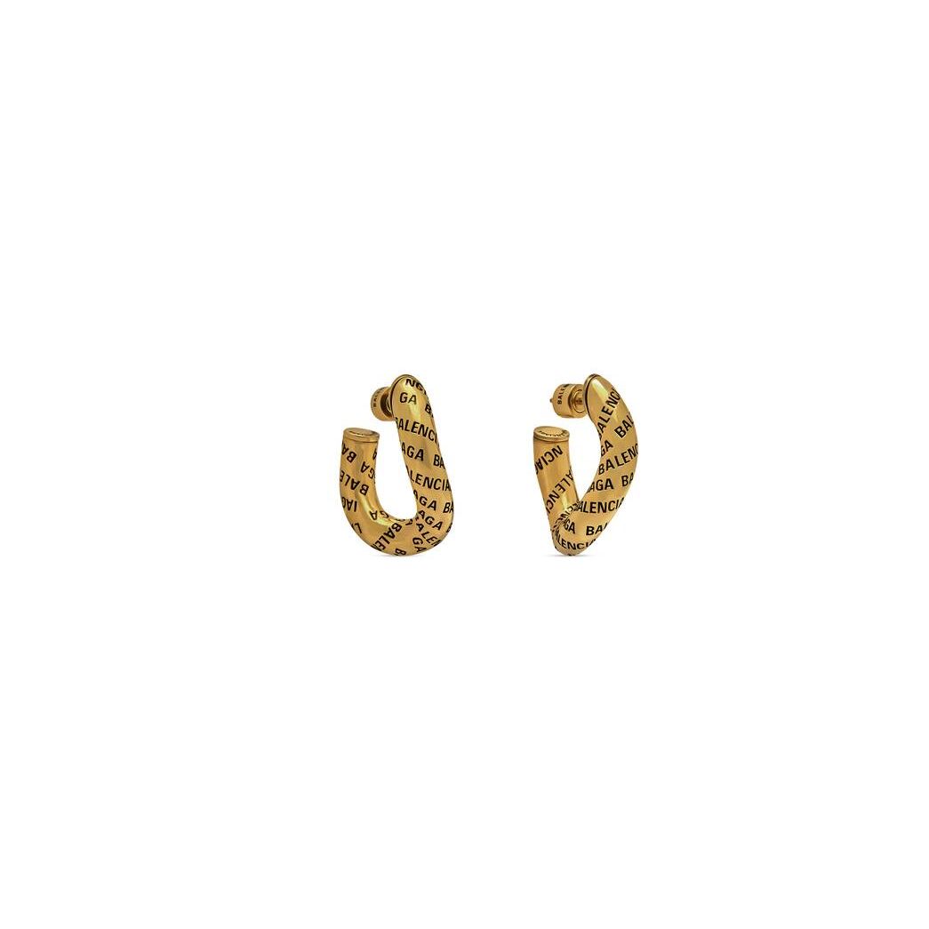 Women's Balenciaga Logo Earrings Jewelry Gold | 9864KPUWY