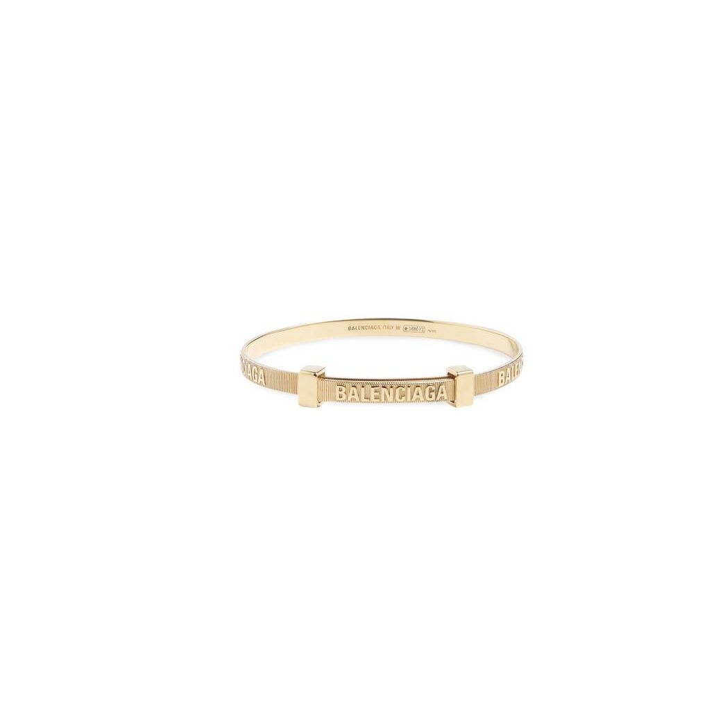 Women\'s Balenciaga Logo Hoop Bracelet Jewelry Gold | 9528SANDM