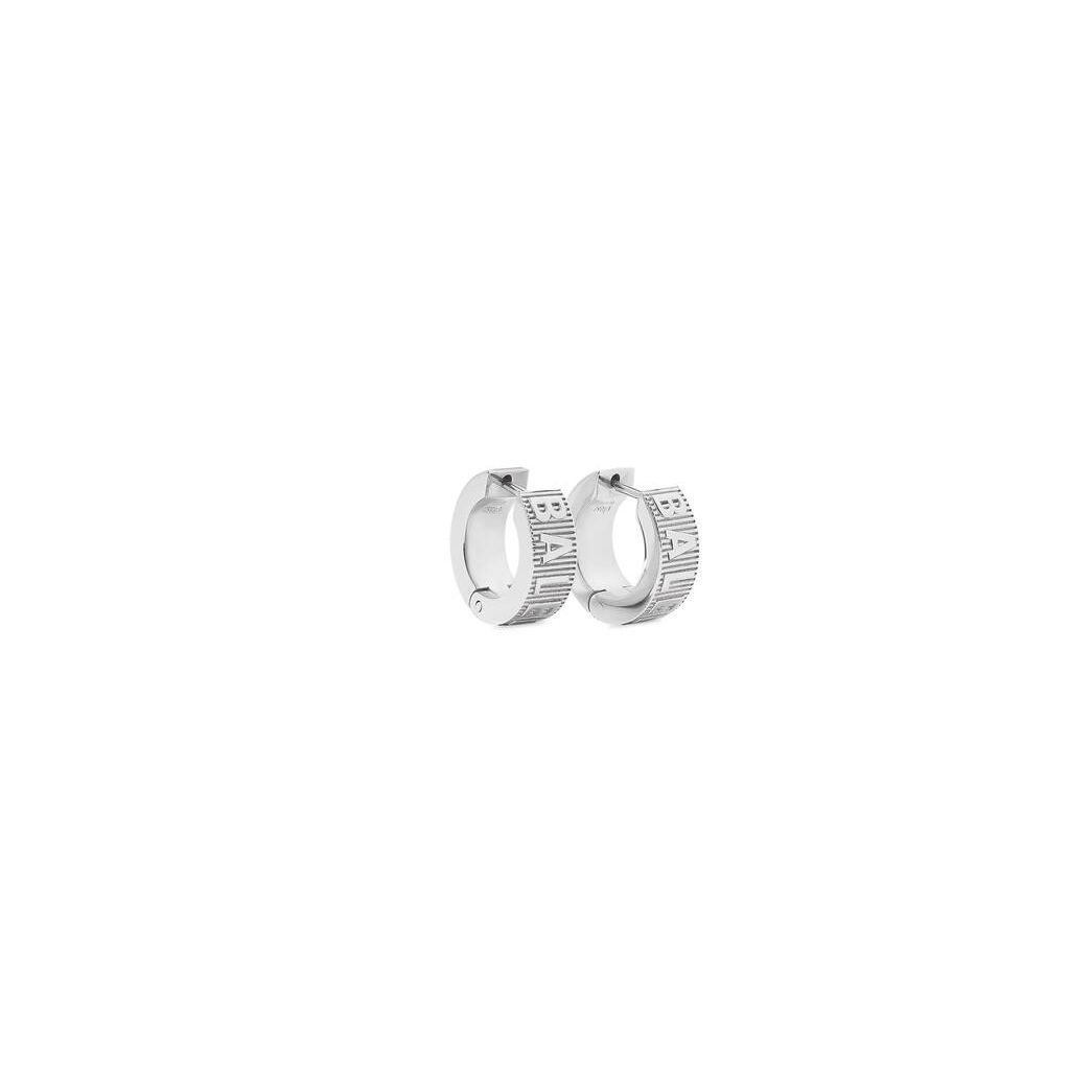 Women\'s Balenciaga Logo Hoop Earrings Jewelry Silver | 0952EAJCQ