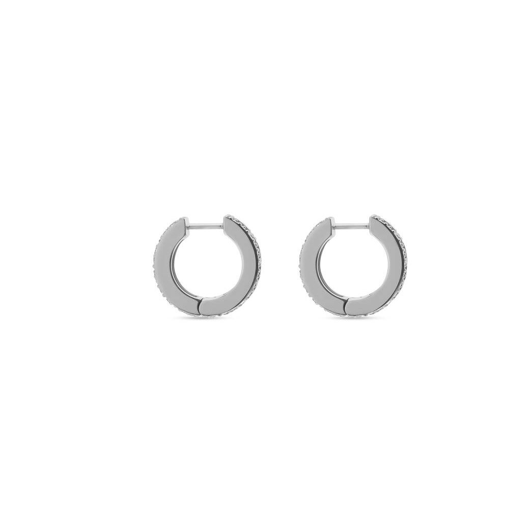 Women's Balenciaga Logo Hoop Xl Earrings Jewelry Silver | 1508KDYFT