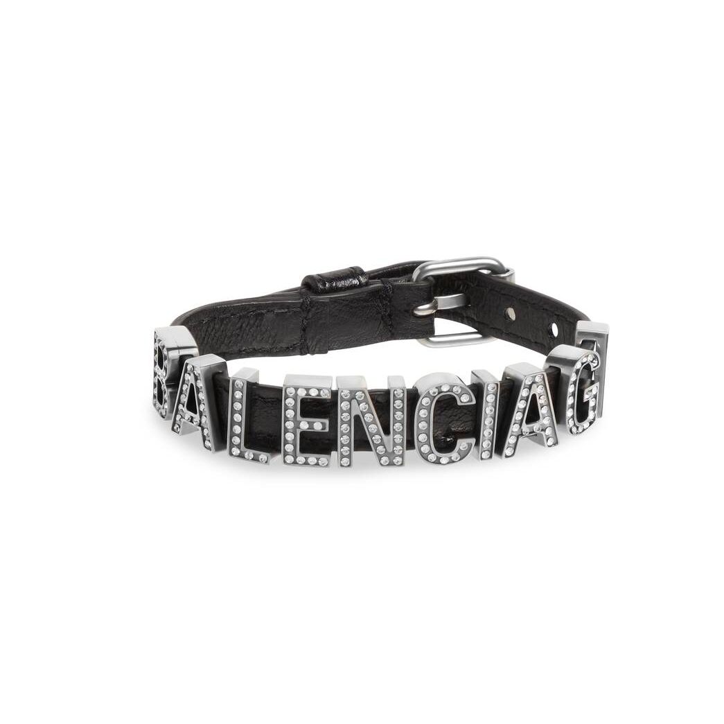 Women\'s Balenciaga Logo Letter Bracelet Jewelry Black | 1097ZBCIU