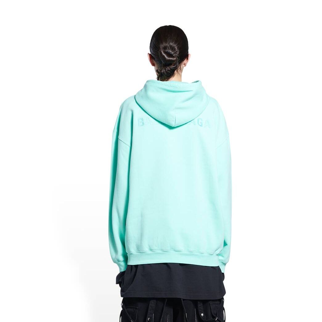 Women's Balenciaga Logo Medium Fit Hoodie Green | 9062FYMDG