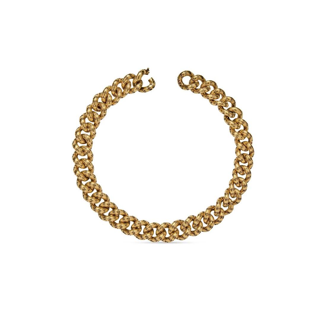 Women's Balenciaga Logo Necklace Jewelry Gold | 0852UIELP