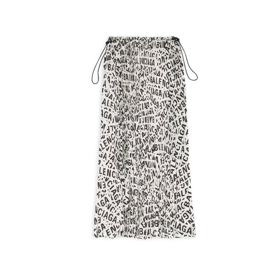 Women's Balenciaga Logo Strips Pleated Drawstring Skirts Grey | 7832VXCUB