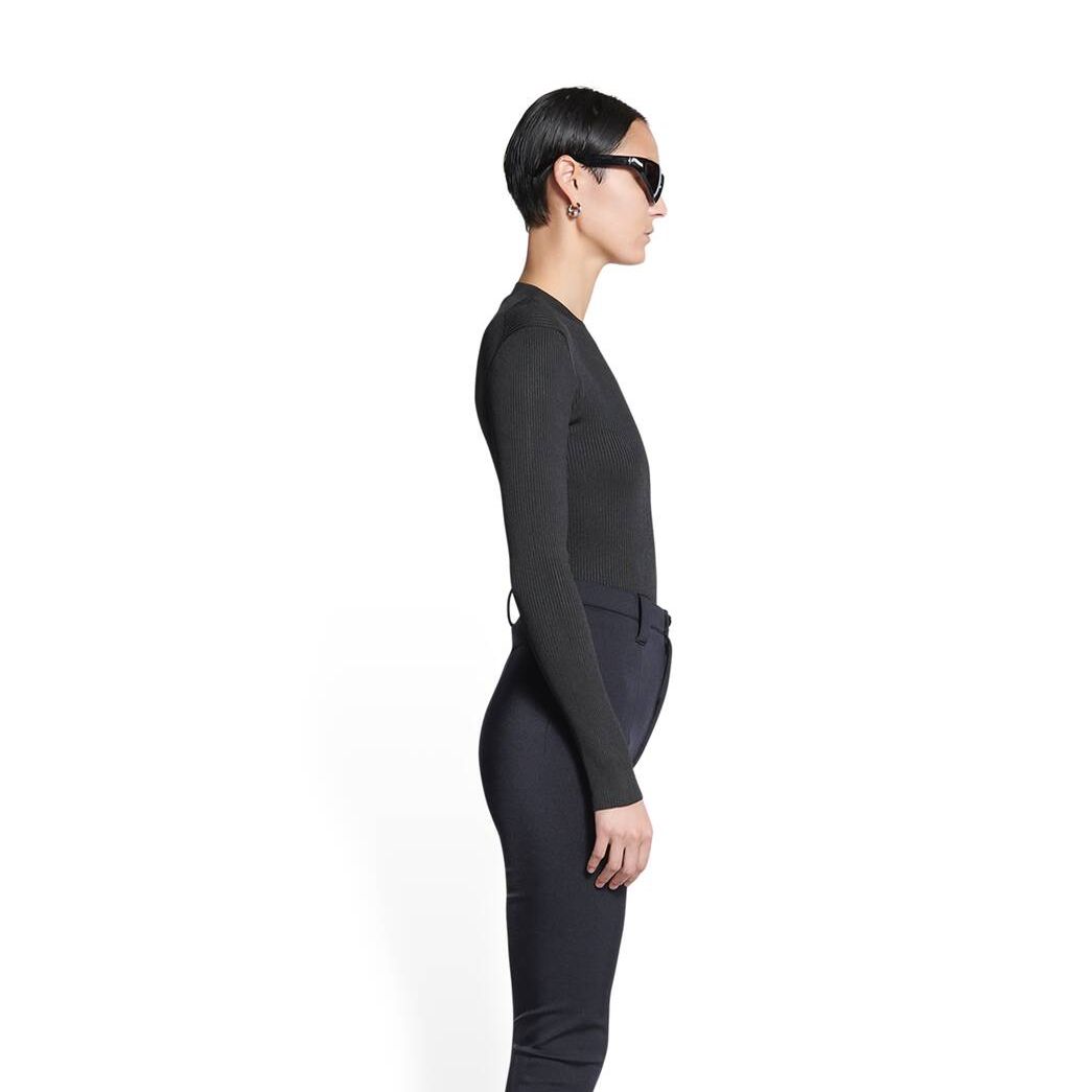 Women's Balenciaga Long Sleeve Crewneck Knitwear Black | 8139MJDLI