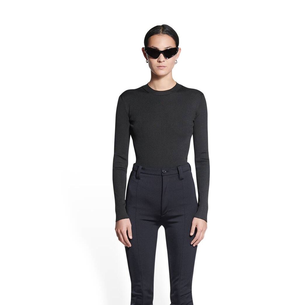 Women's Balenciaga Long Sleeve Crewneck Knitwear Black | 8139MJDLI