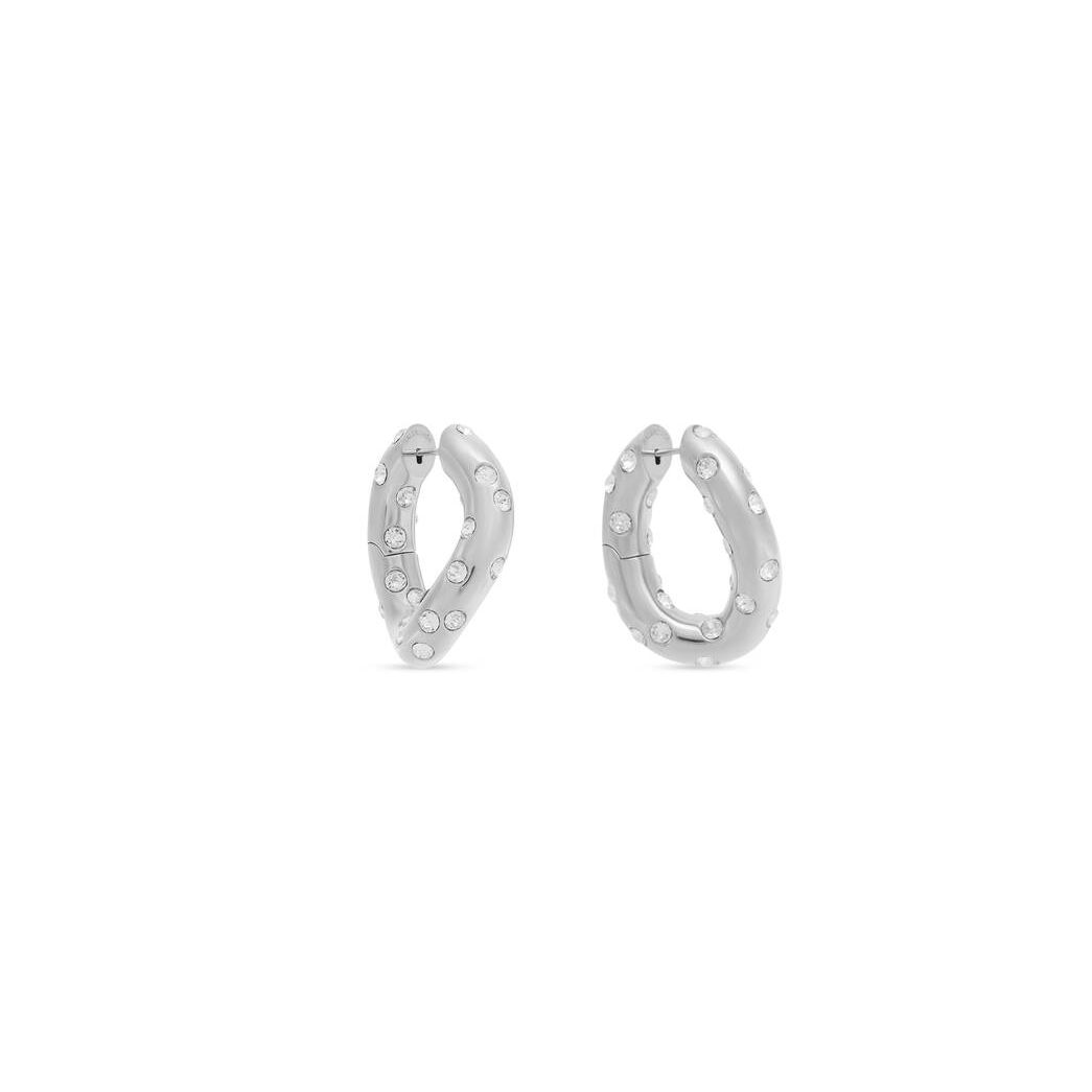 Women's Balenciaga Loop Dots Earrings Jewelry Silver | 9723ZAMVQ