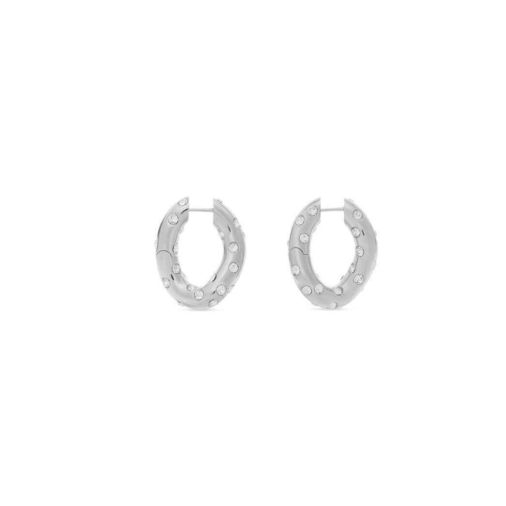 Women\'s Balenciaga Loop Dots Earrings Jewelry Silver | 9723ZAMVQ