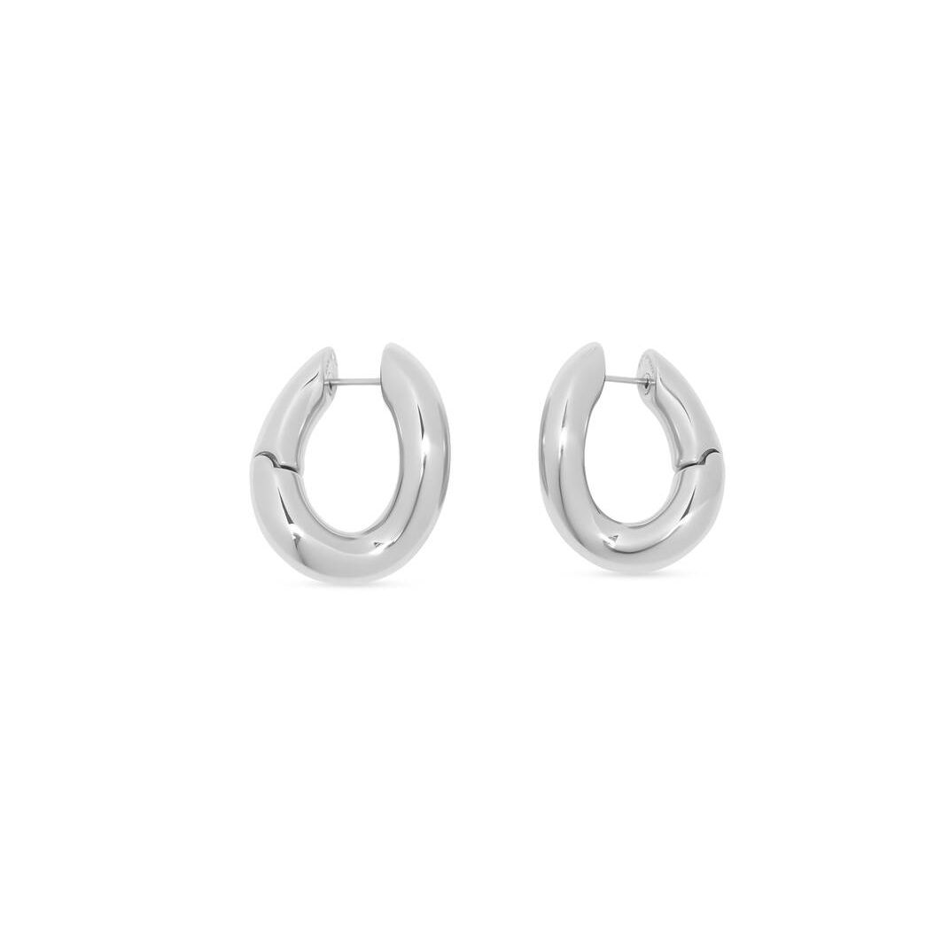 Women\'s Balenciaga Loop Earrings Jewelry Silver | 2708PVNBS