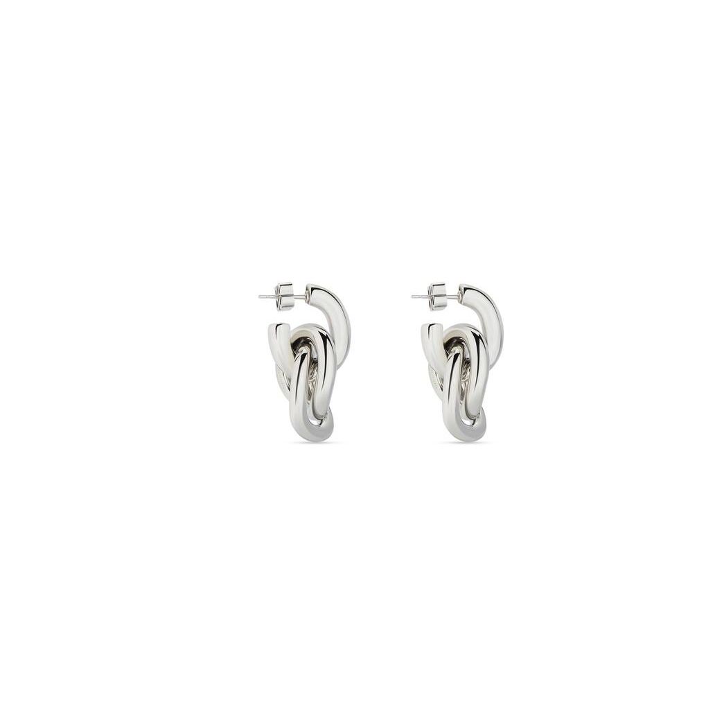 Women's Balenciaga Loop Triple Earrings Jewelry Silver | 5341EZPCQ