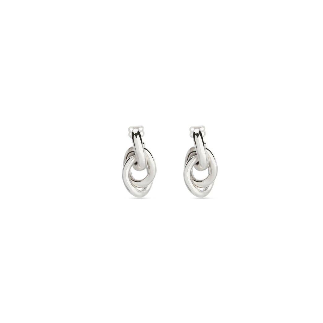 Women\'s Balenciaga Loop Triple Earrings Jewelry Silver | 5341EZPCQ