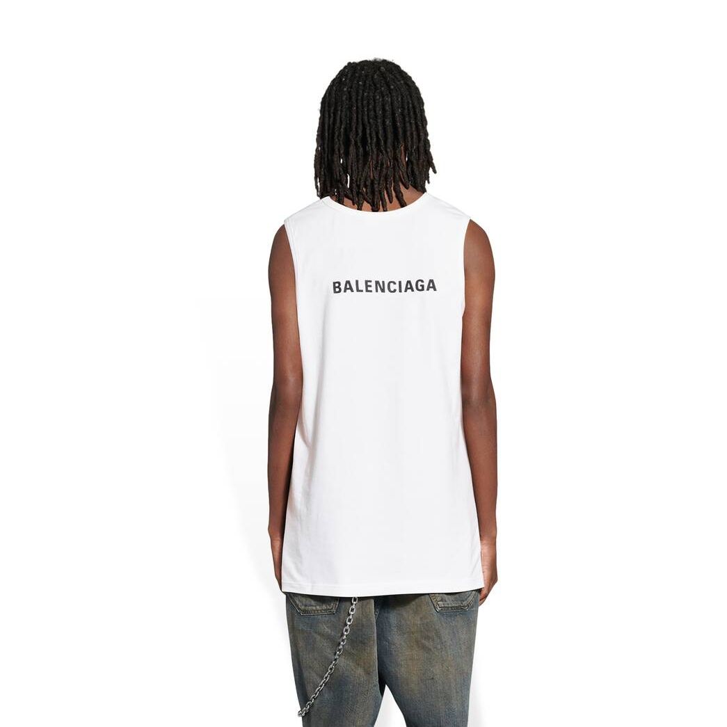 Women's Balenciaga Loose Tank Off Tops White | 4612SIVON