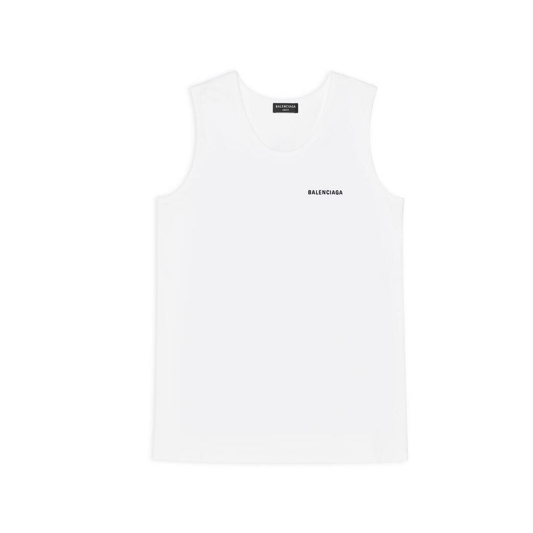 Women's Balenciaga Loose Tank Off Tops White | 4612SIVON