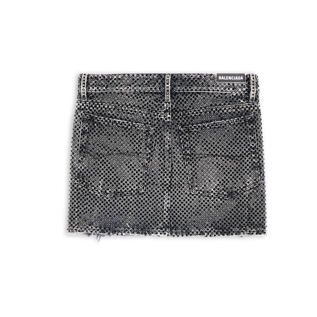 Women's Balenciaga Low Waist Mini With Rhinestones Skirts Black | 2437NZTCB