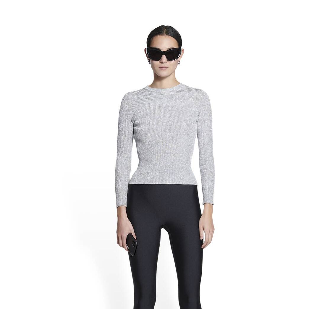 Women's Balenciaga Lurex Sweater Knitwear Silver | 0459JQPMU