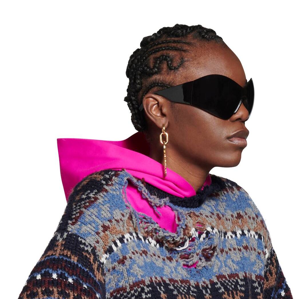 Women's Balenciaga Mask Butterfly Sunglasses Black | 7361OJWKF