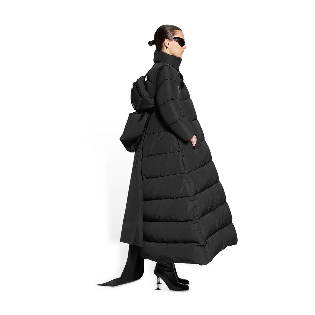 Women's Balenciaga Maxi Bow Puffer Jackets Black | 8015MGATN