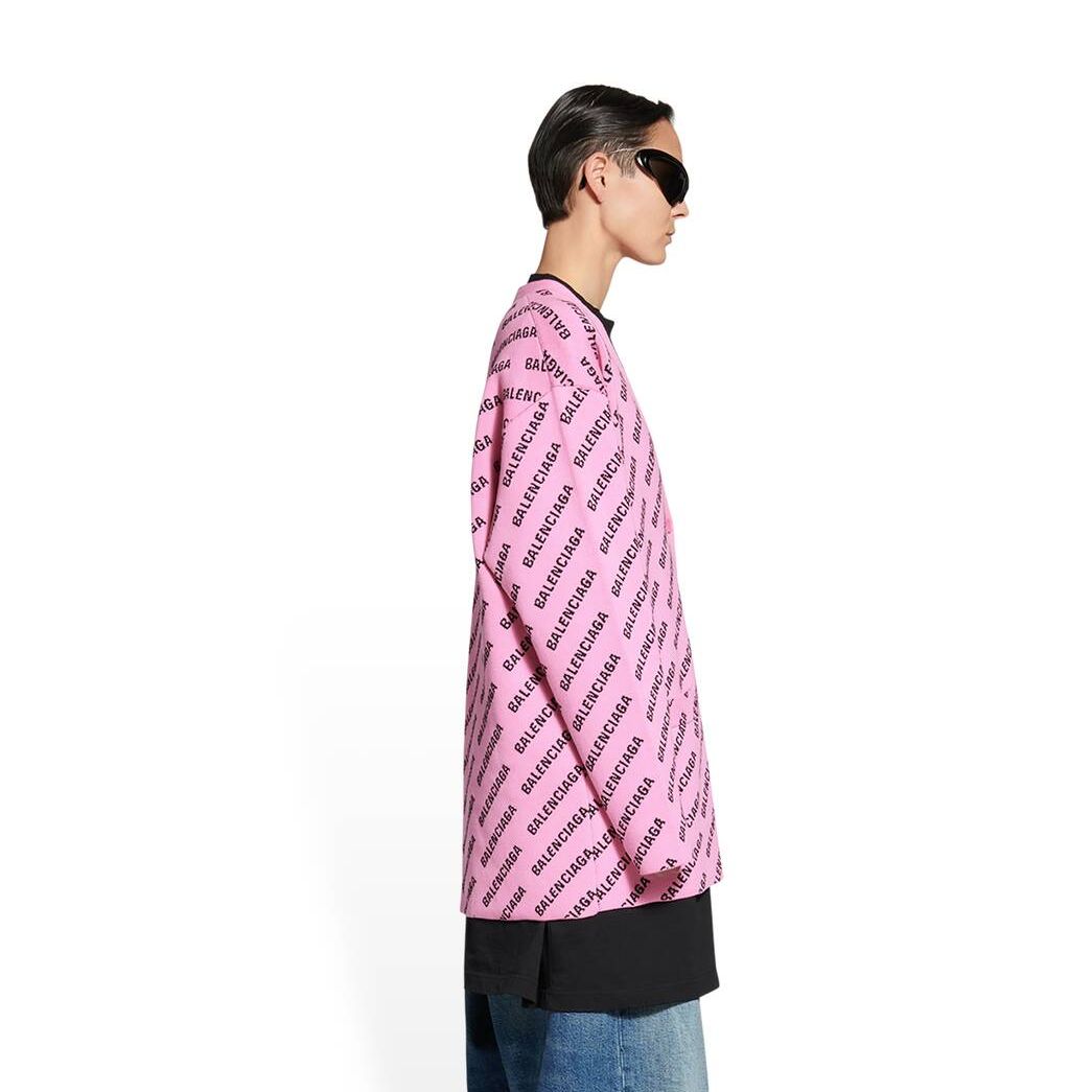 Women's Balenciaga Mini Allover Logo Cardigan Knitwear Pink | 4850BUIGQ