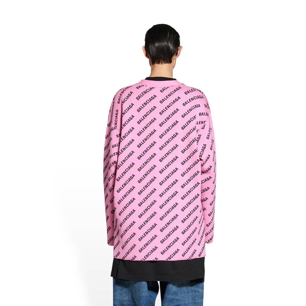 Women's Balenciaga Mini Allover Logo Cardigan Knitwear Pink | 4850BUIGQ