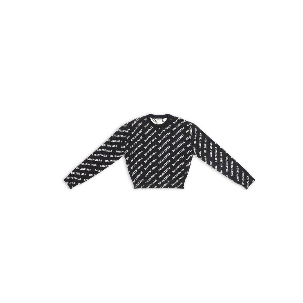 Women's Balenciaga Mini Allover Logo Sweater Knitwear Black | 4928XYDLQ