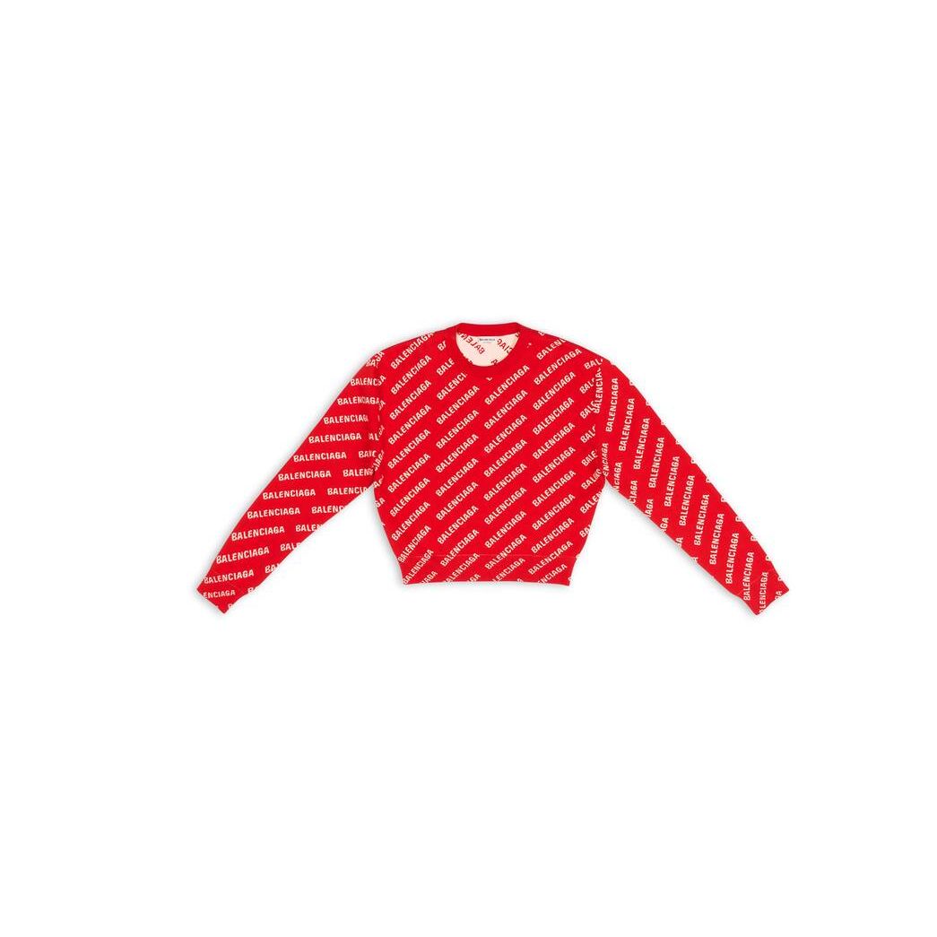 Women's Balenciaga Mini Allover Logo Sweater Knitwear Red | 8964ZXITU