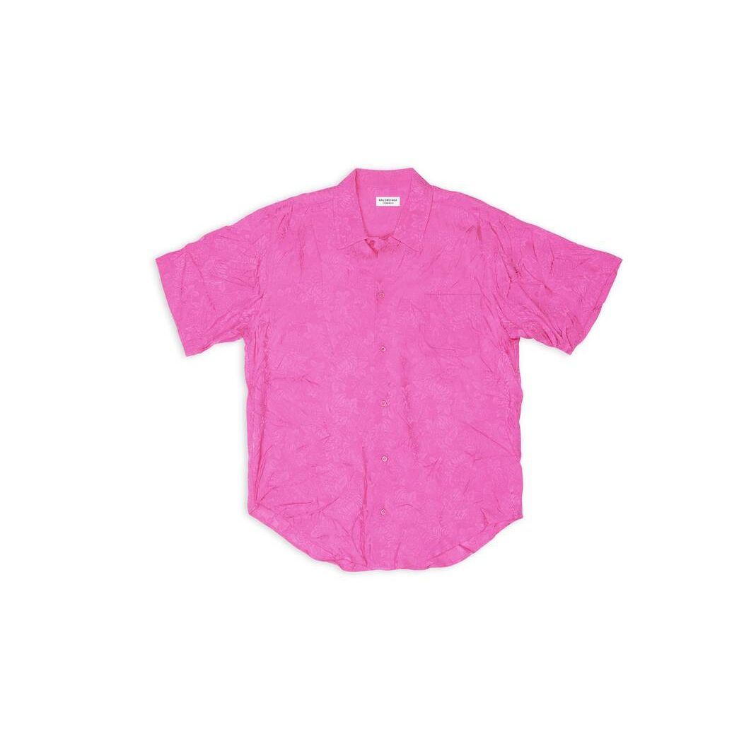 Women's Balenciaga Minimal Short Sleeve Shirt Tops Pink | 1628QYCNR