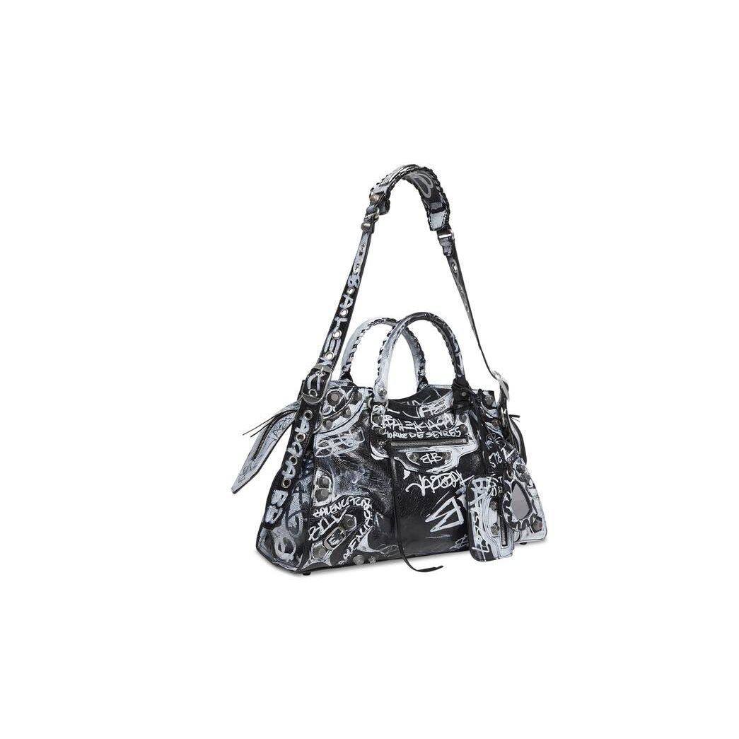 Women's Balenciaga Neo Cagole City Graffiti Handbag Black | 8150CWIOR