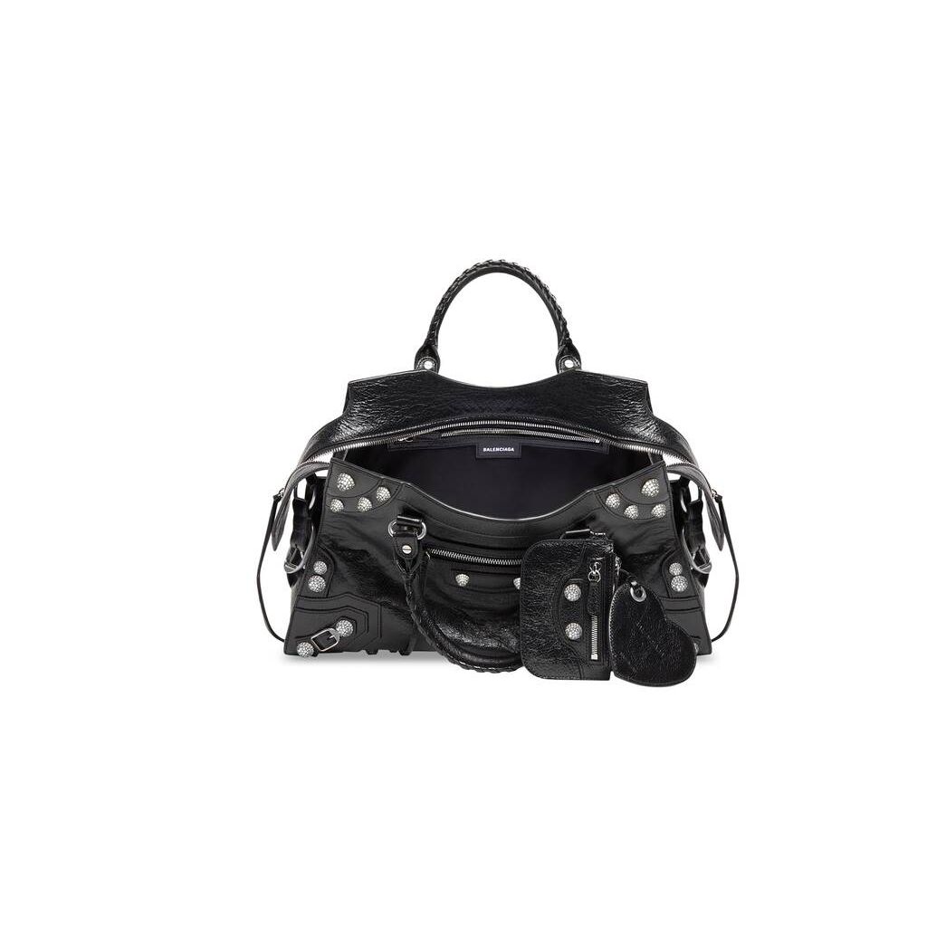 Women's Balenciaga Neo Cagole City With Rhinestones Handbag Black | 8164CIQWU