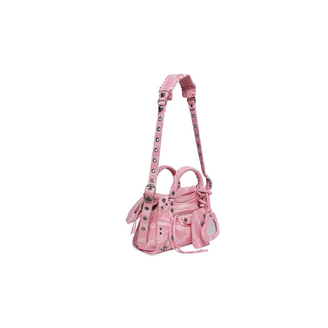 Women's Balenciaga Neo Cagole Xs Bb Monogram Denim Handbag Pink | 6847HGCXR