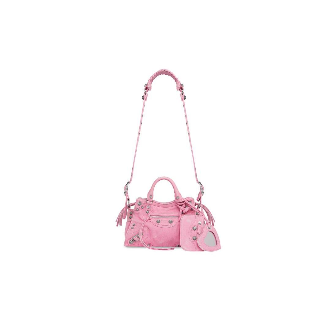 Women's Balenciaga Neo Cagole Xs Denim Handbag Pink | 5482WYEBO